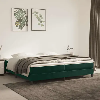 vidaXL Cadru de pat cu arcuri, verde închis, 200x200 cm, catifea