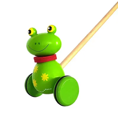 Jucarie din lemn de impins Lelin - Broscuta