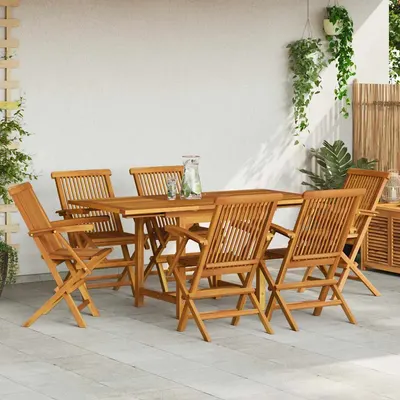 vidaXL Set mobilier grădină, 7 piese, lemn masiv de tec