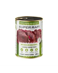 SUPER RAFI Pate cu cerb și inimi de rață 400 g pentru câini adulți
