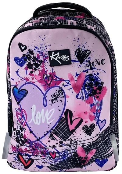 Ghiozdan școlar Kaos 2 în 1 - Pink Love, cu 4 compartimente