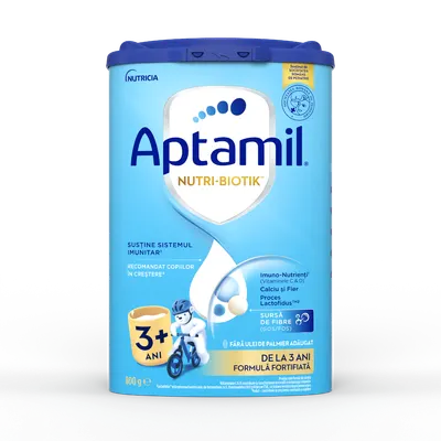 Formula de lapte fortifiata pentru copii de la 3 ani NUTRI-BIOTIK 3+, 800g, Aptamil