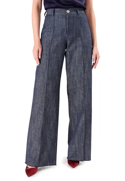 Pantaloni largi din bumbac tip denim PDC-CAB - Bleumarin