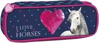 Penar scolar oval Derform Horses - cu 1 fermoar