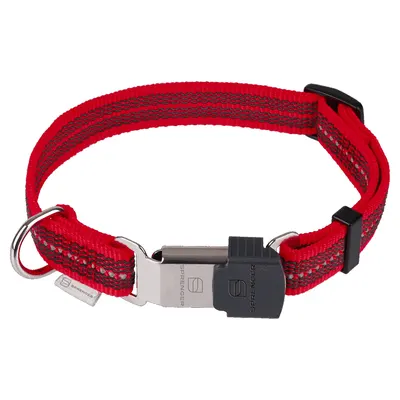Zgarda nailon Sprenger neon reflectorizanta - 40 - 55 cm - Rosu