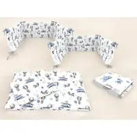 Lenjerie patut cu 5 piese MimiNu 120x60 cm din bumbac blue plane