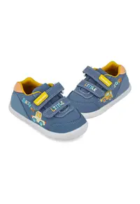 Pantofi sport cu detalii brodate - Albastru inchis/Galben sofran