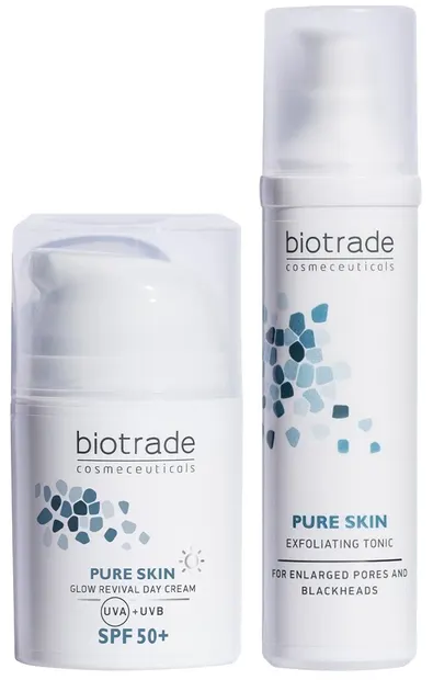 Biotrade Pure Skin Set - Cremă de față de zi cu efect tonic exfoliant și iluminator, SPF50+, 60 + 50 ml