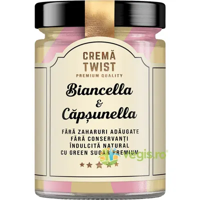 Cremea Twist Biancella si Capsunella fara Zahar Adaugat Secretele Ramonei 350g