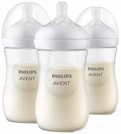 Sticle Philips Avent - Natural Response 3.0, cu tetină 3-6 luni, 3 х 260 ml