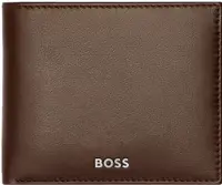 Portofel pentru bărbați Hugo Boss Classic Smooth - protecție RFID, cu suport pentru monede, maro închis