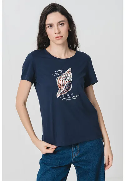 Tricou cu design grafic Alma - Bleumarin
