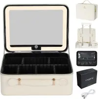 RESIGILAT - Geanta Cosmetica Pentru Make-up cu Oglinda LED cu Touch, 26x23x11 cm