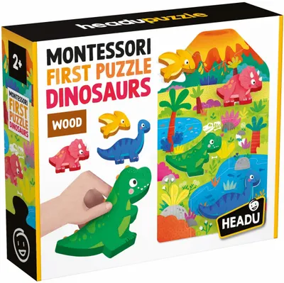Puzzle educațional Headu Montessori - First Puzzle, dinozauri, 11 piese