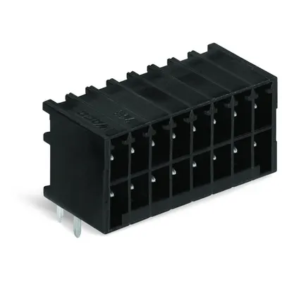THT male header, 2-row; 0.8 x 0.8 mm solder pin; angled; 100% protected against mismating; Pin spacing 3.5 mm; 2 x 14-pole; black