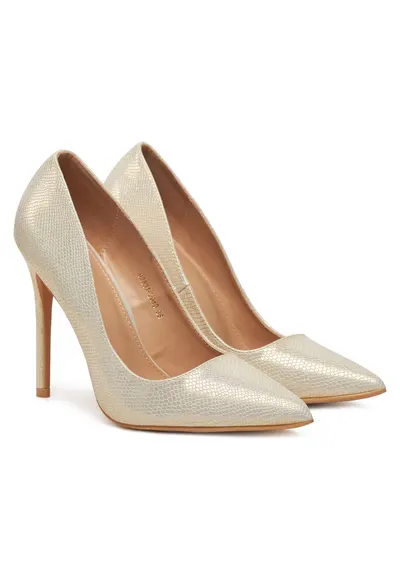 Pantofi dama - stiletto - bej - piele ecologica