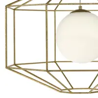 Lampa suspendata Izmir 1 Light Pendant Hexagonal Old Gold Frame Opal Glass
