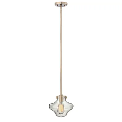 Lampa suspendata Congress 1 Light Clear Glass Pendant – Brushed Caramel