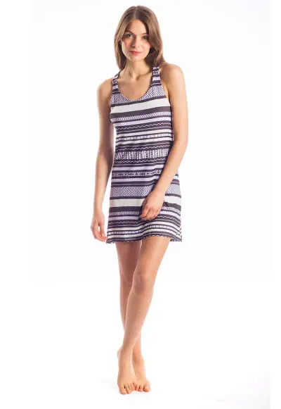 Rochie cu model in dungi Jessy Pat - Alb/Lila