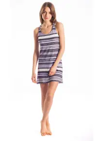 Rochie cu model in dungi Jessy Pat - Alb/Lila