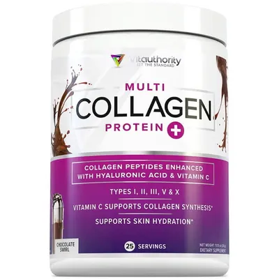 Colagen cu Peptide Imbunatatite cu Acid Hialuronic, Vitamina C si Aroma de Ciocolata 316g