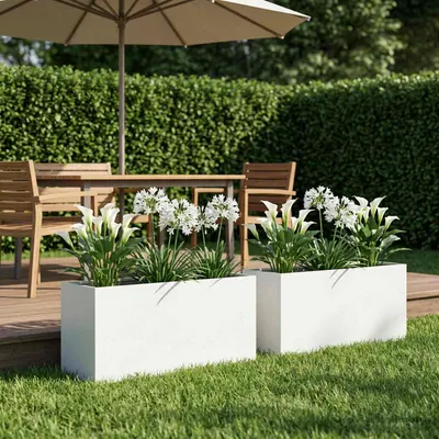 vidaXL Vază pentru Grădină 2 buc. Alb 100 x 30 x 50 cm