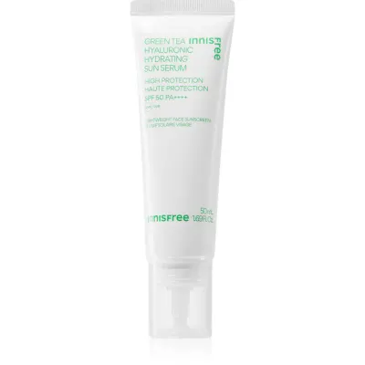innisfree Green Tea Hyaluronic Sun Serum crema fluida hidratanta cu efect calmant SPF 50+ 50 ml