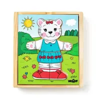 Puzzle din lemn - Imbraca pisica