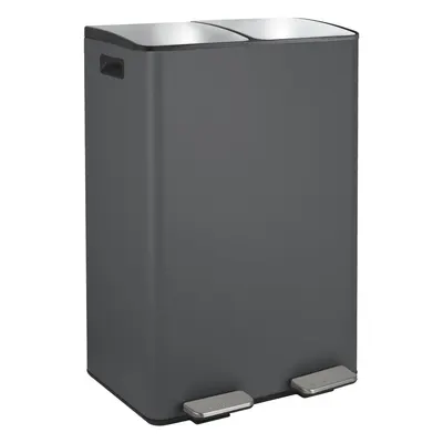 Coș de gunoi gri închis pentru reciclare/cu pedală 2x30 l din oțel Aliya – Spirella