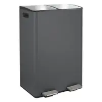 Coș de gunoi gri închis pentru reciclare/cu pedală 2x30 l din oțel Aliya – Spirella