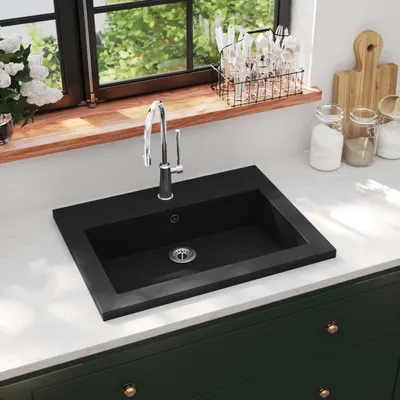 Gossi chiuveta din granit, negru, 600 x 450 x 120 mm
