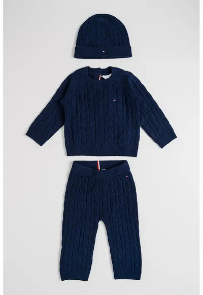 Set de imbracaminte cu model torsade - 3 piese - Bleumarin