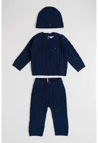 Set de imbracaminte cu model torsade - 3 piese - Bleumarin