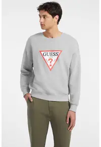 Bluza de trening cu imprimeu logo - Coral/Gri deschis melange