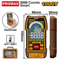 Multimetru Digital Profesional 1000V INGCO DM110004, TRMS 9999 counts, ecran color VA, AC/DC, 10A, temperatura -40°C ~ 1000°C, NCV, SMART, functie completa
