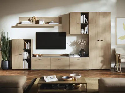 Living Silensia C1 UNO - Mobila sufragerie aspect lemn / bej