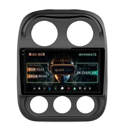 Navigatie 2K Jeep Compass (2009-2016), Android, S-Quadcore 4GB RAM + 64GB ROM, 10.36 Inch - AD-BGS100042K+AD-BGRKIT284