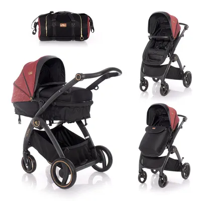Carucior combinat pentru copii Lorelli - Adria, Black and Red