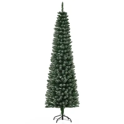 Brad de Craciun cu zapada artificiala190cm, Brad verde cu baza detasabila, decoratiune de Craciun, verde HOMCOM | Aosom Romania