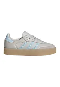 Pantofi sport Sambae de piele cu garnituri de piele intoarsa - Caramel/Alb murdar/Albastru deschis