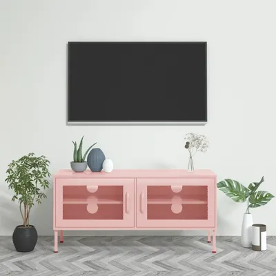 vidaXL Comodă TV, roz, 105x35x50 cm, oțel