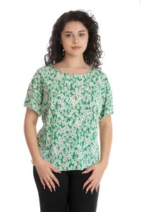 Bluza dama CV24042 verde & alb margarete, Cesy | marimea M