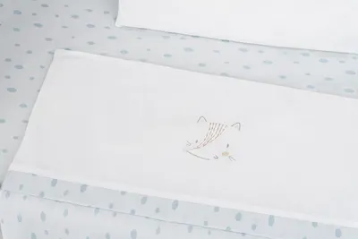 Set lenjerie pentru patut copii cu 5piese KikkaBoo Mini cot Little Fox compatibila cu saltea 80x50cm,din bumbac,cearceaf,perna,fata de perna,pilota,fata de pilota cu fermoar