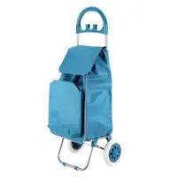 Cărucior de cumpărături Excellent Houseware, pliabil cu 2 roți, buzunar frontal, albastru, 40L