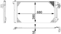 Condensator climatizare (cu uscator) potrivit VW CALIFORNIA T5 CAMPER, MULTIVAN T5, TRANSPORTER T5 1.9D-3.2 04.03-08.15
