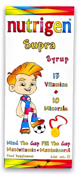 Supra Sirop multivitaminic, portocală, 200 ml, Nutrigen