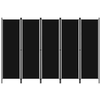vidaXL Paravan de cameră cu 5 panouri, negru, 250 x 180 cm