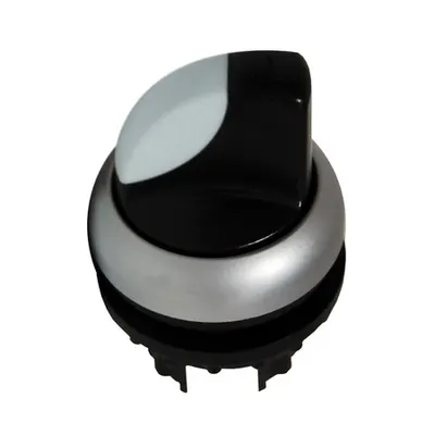 Buton selector cu 3 pozitii 2x60°, cu retinere, alb