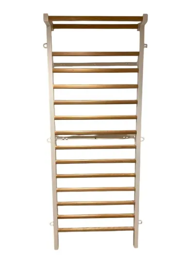 Spalier pentru Gimnastica Metal - Lemn, lacuit, 15 bare din fag, Laterale albe d