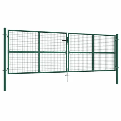 vidaXL Poartă de grădină din plasă, oțel, 400x125 cm, verde
